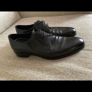Men’s black Prada brushed leather derby shoes